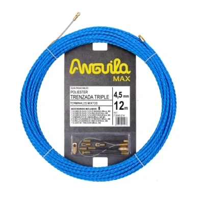 Immagine di Anguila Max 7.5045.012 Guide passacavi Speciale Curve Poliestere Tripla Intrecciata 4,5 mm 12 metri e terminali misti, Blu
