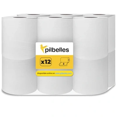Immagine di PILBELLES Rotoli Carta Asciugatutto 2 Veli 12 Bianco Rotolo Centrefeed Adatto anche per Dispenser