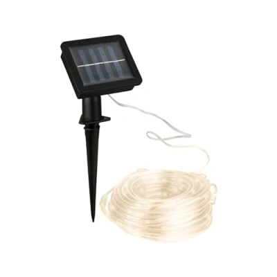 Immagine di BRILONER striscia LED solare 10 metri, luce bianca calda, catena luminosa impermeabile per esterni, con 2 modalità di illuminazione, solare, bianco