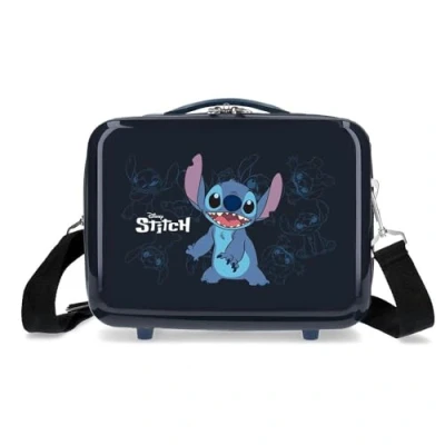 Immagine di Joumma Bags Disney Happy Stitch Valigie da Cabina, Set valigie, realizzato in ABS, materiale resistente e leggero, chiusura a combinazione laterale, Blu navy, Trousse