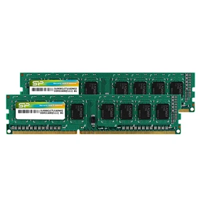Immagine di Silicon Power DDR3 16GB (2 x 8GB) 1600MHz (PC3 12800) 240 pin CL11 1.35V / 1.5V Unbuffered UDIMM PC Computer Desktop Memory Module Ram Upgrade