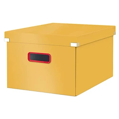 Immagine di Leitz Click &amp; Store WOW Scatola Archivio Media, per Riporre e Trasportare Documenti A4 Oggetti di Medie Dimensioni, Adatta a Casa Ufficio, Giallo Caldo, 53480019
