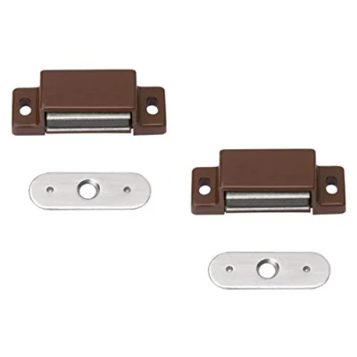 Immagine di Metafranc 350056 Chiavistello magnetico marrone, 2 pezzi 3 kg Piastra fissa Montaggio semplice Adatto per porte di mobili e ante/chiusura porta/calamita/gancio