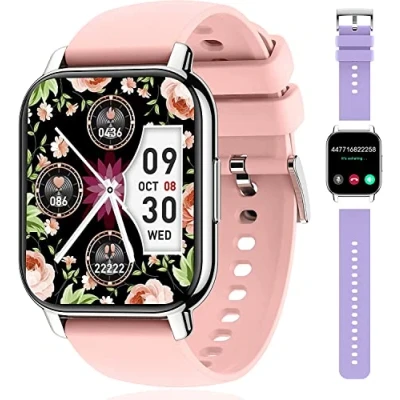 Immagine di Popglory 1.85&quot; Smartwatch Chiamate e Risposta Bluetooth, 23 Sport Orologio Uomo Donna, Fitness Contapassi Cardiofrequenzimetro Pressione Sanguigna SpO2, Monitoraggio del Sonno, Android iOS