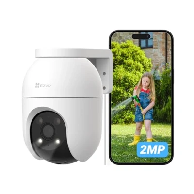 Immagine di EZVIZ Telecamera Wi Fi Esterno 1080p, Motorizzata per Esterni con Copertura a 360, Visione Notturna Colori, Rilevamento di Persone, Tracciamento Automatico, Alexa/Google, C8c 2MP