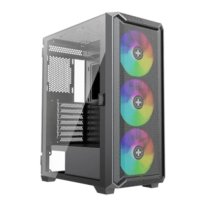 Immagine di Xilence X613 XILENT Blade II Gaming PC Case, 3 x 120 mm ARGB Fans, ATX Midi Tower Mesh Front Panel for Good Airflow and PWM/ARGB Control Board, pannello laterale in vetro senza viti, nero
