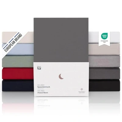 Immagine di Blumtal Lenzuolo con Angoli una piazza e mezza 140x200 in Cotone 150g/m² Lenzuola letto Sotto altezza materasso 25cm antracite