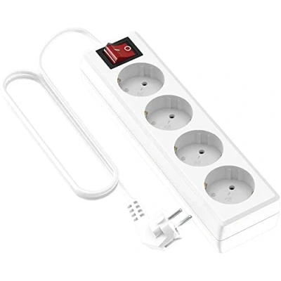 Immagine di Garza 430065 power base multipla Basic di 4 prese Schuko, cavo 1.5 mm x 5 m, colore, bianco, Medium