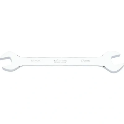 Immagine di Vigor chiave a forchetta doppia, profilo esagonale esterno V7730 16X17, larghezza 16 x 17 mm, cromata e lucidata, adatta per tutte le viti, lunghezza 205 mm