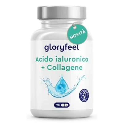 Immagine di Acido Ialuronico + Collagene, Integratore per Pelle, Unghie e Capelli, Con Biotina, Vitamina C Zinco, 90 Capsule, Senza Additivi Inutili, Qualità Testata