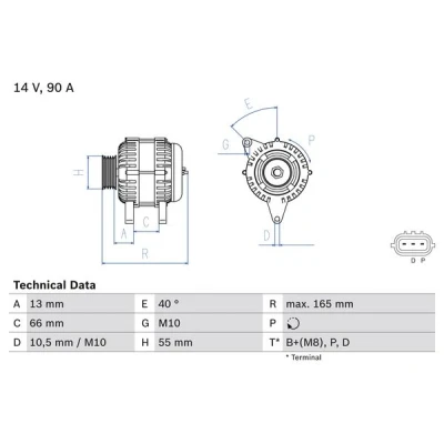 Immagine di BOSCH 0 986 082 430 Alternatore 14V 90A