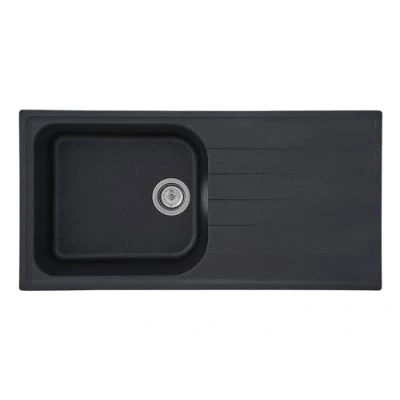 Immagine di Respekta Lavello da cucina Orlando in granito color grigio / incasso con 1 vasca, dimensioni 100 x 50 cm adatto per mobili sottolavello 60 di larghezza