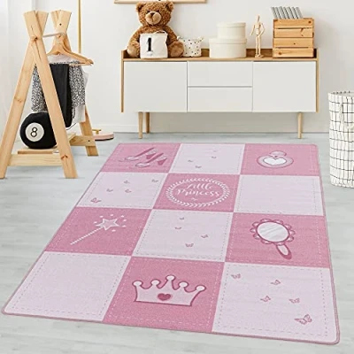 Immagine di Tappeti per Bambini, Colore Rosa, Disegno Principessa, 105269, Tappeto Rettangolare, Camera dei 140 x 200 cm