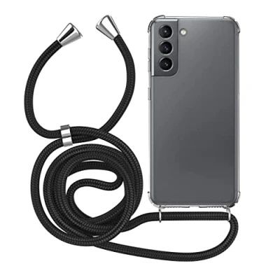 Immagine di MyGadget Cover per Samsung Galaxy S21 PLUS 5G Custodia con Corda Case Cordino Trasparente Antiurto Laccio Tracolla Practical Stylish Nero