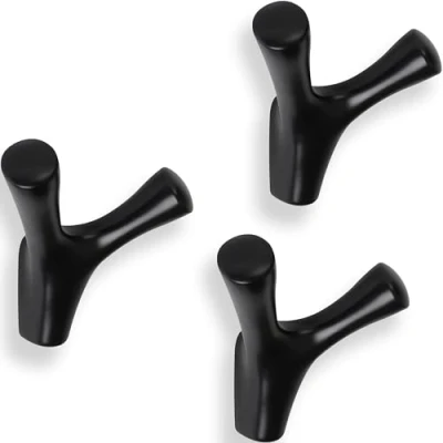 Immagine di LouMaxx ganci appendiabiti in nero opaco moderni metallo Set di 3 da parete Design per guardaroba e bagno