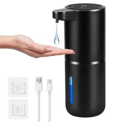 Immagine di Gaethra Dispenser Sapone Bagno, 380ml Automatico, Dosatore Cucina Automatico con Sensore di Movimento Infrarossi, Usb Ricaricabile, Impermeabile IPX5 (Nero, Tipo liquido)
