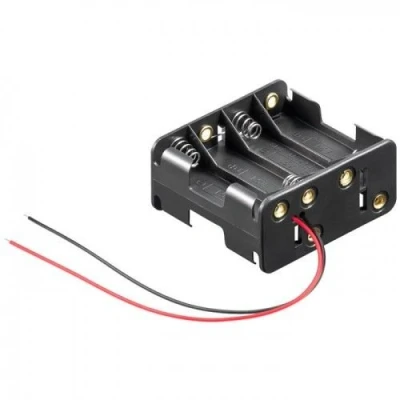 Immagine di CABLEPELADO Porta batteria piatta Supporto AA Include cavo da 200 mm Tensione totale: 12 V (1,5 per batteria) Adatto 8 batterie LR6 (FR6, HR6, LR6)