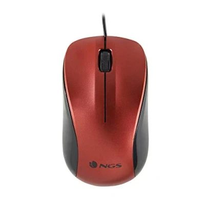Immagine di NGS CREW RED Mouse Ottico 1200dpi con Cavo USB, per Computer o Laptop 2 Pulsanti, Ambidestro, Rosso