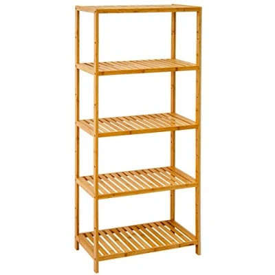 Immagine di DuneDesign Scaffale Basso di bambù 130x60x26 Scarpiera Legno Mobiletto Bagno Scaffalatura 3 Ripiani