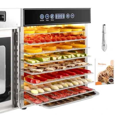 Immagine di Kwasyo Essiccatore Alimentare Acciaio Inox, 8 Vassoi Con Display LCD, 24 ore Timer, 30 90C Temperatura Regolabile,500W di Frutta e Verdura, Lavabili in Lavastoviglie