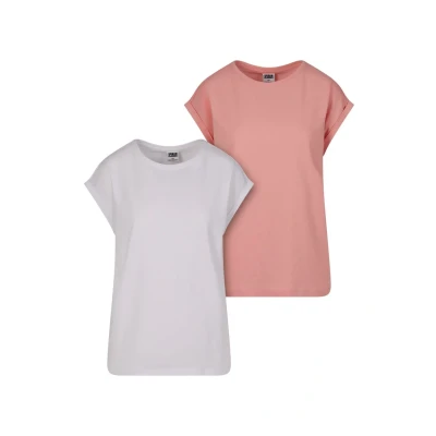 Immagine di Urban Classics Extended Shoulder 2PACK Tshirt basic, Donna, Taglia: XS, Lemonadepink white