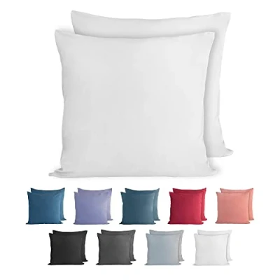 Immagine di Komfortec Just Contempo Set di 2 federe per cuscino, 100% cotone, 80 x cm, super morbide, 150 g/m², colore: bianco