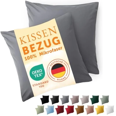 Immagine di Blumtal Federe Cuscini Divano 60x60 cm Set di Copricuscini per Divani in Microfibra a 2 Pezzi con Chiusura Busta, certificati Oeko Tex, extra morbidi e lavabili Grigio