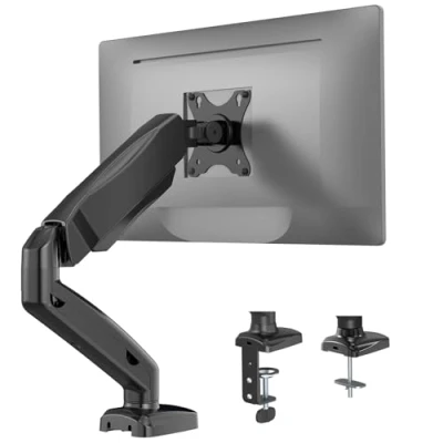 Immagine di WALI Braccio Monitor Singolo Schermo 17 32, Supporto Scrivania Molla a Gas Regolabile in Altezza, Rotazione e Inclinabile VESA 75/100mm(GSMP001), Nero Opaco
