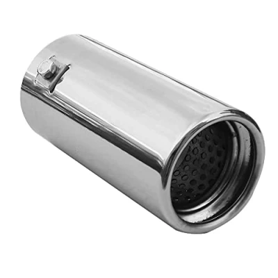 Immagine di AutoHobby Tupo di scappamento, silenziatore, universale, in acciaio inox, rotondo, fino a 57 mm, cromato