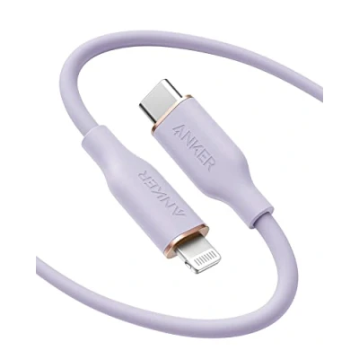 Immagine di Anker Powerline III Flow, Cavo USB C Lightning per iPhone 12 PRO Max/12/11 PRO/X/XS/XR/8 Plus, AirPods PRO, (180cm) [Certificato MFi], silicone, Viola