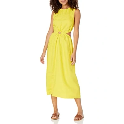 Immagine di The Drop Robe Midi pour Femme, en Lin, avec Découpe, Sade, Jaune Citron, Taille M