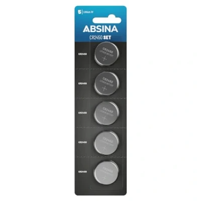Immagine di ABSINA 5x CR2450 3V Lithium Battery Batterie a prova di perdite e longevoli batteria 3V, 2450, CR 2450 pila batterie,