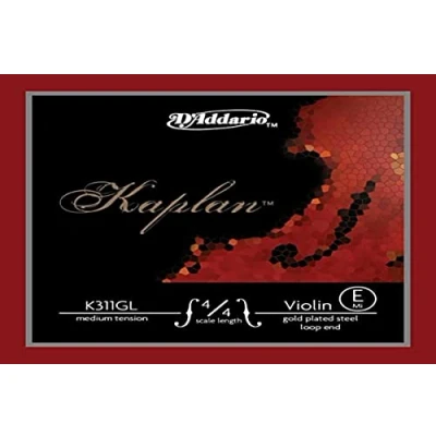 Immagine di Corda Singola Mi d&#039;Addario Kaplan per Violino, Placcatura in Oro, senza Pallino Finale, Scala 4/4, Tensione Media