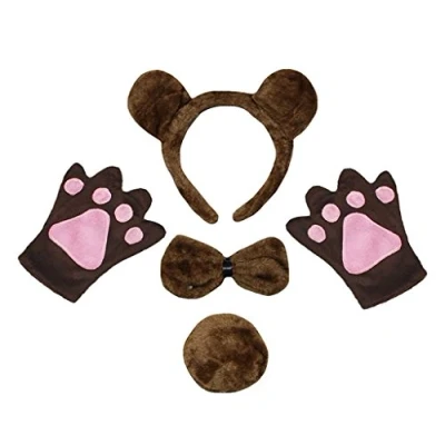 Immagine di Petitebelle Fascia per capelli a forma di papillon, unisex, 4 pezzi, 1 5 anni (orso marrone)