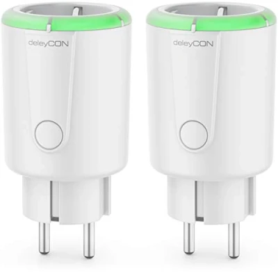 Immagine di deleyCON 2 Pezzi Interruttore Timer Digitale Funzione Conto Alla Rovescia Presa di Corrente Tempo Commutazione da 15 a 75 Minuti Max. 1800W Area Interna Bianco