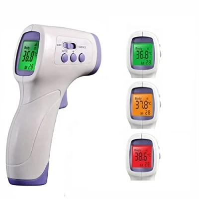 Immagine di Thermometre Frontal Infrarossi medica Termometro senza contatto per adulti bambini, Display LCD Moda con indicatori colorati Opzione sonore, 32 memorie.
