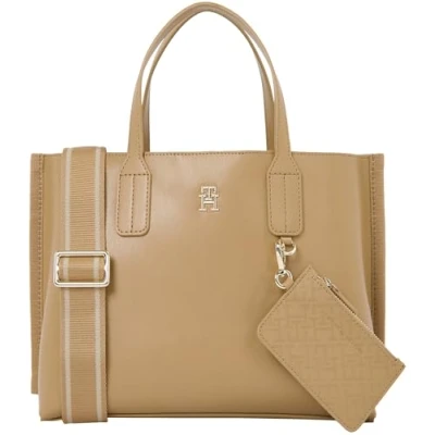 Immagine di Tommy Hilfiger Donna Borsa Tote Bag Distinct Mini Piccola, Beige (Safari Canvas), Taglia Unica