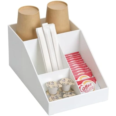 Immagine di Navaris Organizzatore Professionale per Caffetteria Cassettiera Multiscomparto 4 Scomparti Bicchieri Cannucce Tovaglioli Posate Zucchero Bianco