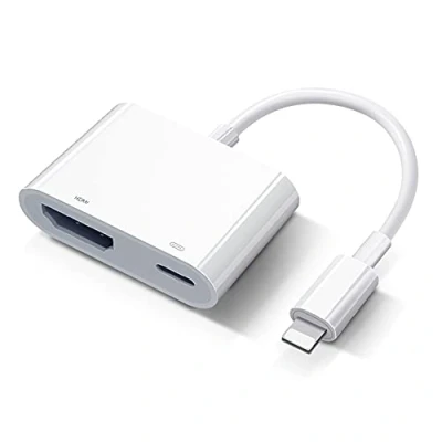 Immagine di Adattatore Lightning AV digitale [Certificato Apple MFi] iPad HDMI Adapter a Cavo Plug and Play per iPhone 14/13/12/SE/11/XS/XR/X/8/7/iPad TV/HDTV/Monitor/Proiettore