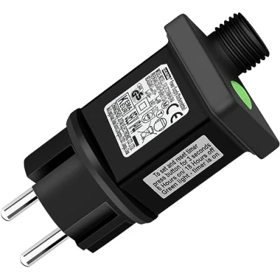 Immagine di Joycome Trasformatore Luci di Natale 31V 6W Alimentatore, 8 Modalità Presa a Intermittenza con Timer, IP44 Adattatore Natale, Ricambio 2 pin Spina per Stringa, Albero