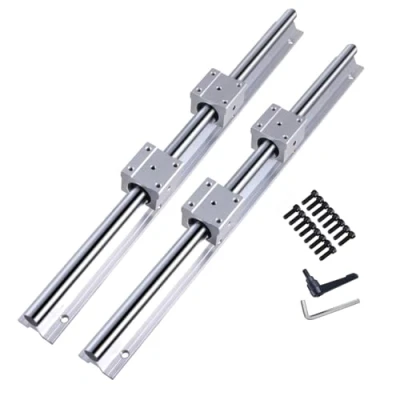 Immagine di GooEquip Guida Lineare SBR16 1200mm Set di Guide per Cuscinetti Lineari con 2 x Alberi da 1200 mm e 4 Blocchi SBR16UU, Scorrimento Inossidabile Fori Preforati