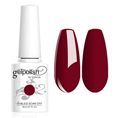 Immagine di Vishine Smalto Semipermente per Unghie in Gel UV LED Smalti Colori Soak Off Manicure e Pedicure 8ml 1pzs Rosso scuro #1847