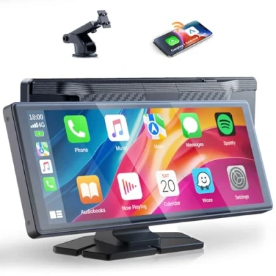 Immagine di Volam CarPlay Schermo wireless da 9.26 pollici, con lettore stereo per auto A pple CarPlay&amp;Android, IPS Touch Screen, ricevitore digitale GPS Navigation/Bluetooth 5.0/Mirror Link/Drive Play