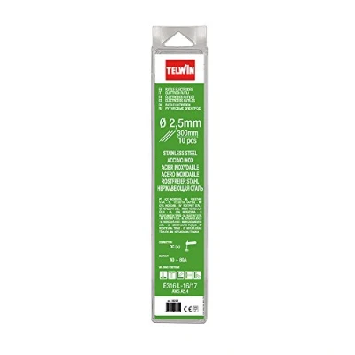 Immagine di Telwin 802623 Rutilo Elettrodi in Acciaio Inox, kit di 10 pezzi, 2.5 mm, Grigio