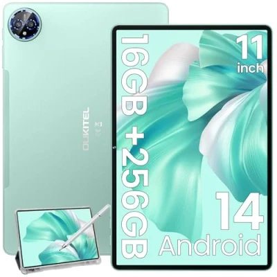 Immagine di OUKITEL OT12 Tablet 11 Pollici, 16GB+256GB Android 14, 4G LTE +5G WiFi con Sim, 8000mAh Gaming, 13+5MP Penna, 4G, OTG,GPS/OTG/Widevine L1 2024, Grigio