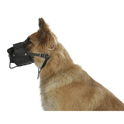 Immagine di Maxi Pet 80840 Museruola in Pelle, 38 cm, profondità cestello 11,5 Misura XXL, Colore: Nero