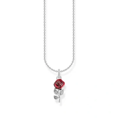 Immagine di THOMAS SABO Collana con ciondolo a forma di rosa rossa KE2219 664 10 in Argento sterling 925, misura unica, sterling, Nessuna pietra preziosa