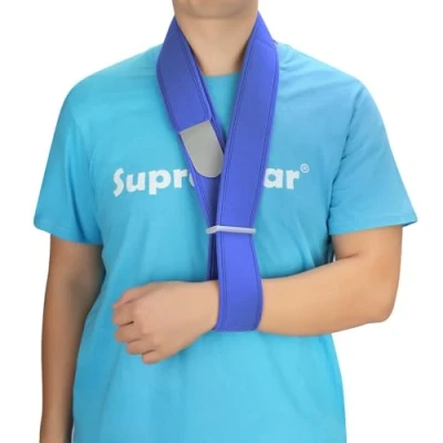 Immagine di supregear imbragatura da braccio, collare regolabile e polsino immobilizzatore Supporto leggero per collo Semplice braccio medico traspirante uomini donne, taglia unica