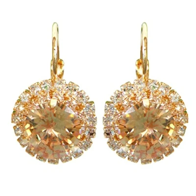 Immagine di Navachi Orecchini a cerchio placcati in oro 18 carati con zirconi bianchi e 18ct base metallo placcato oro, colore: Arancione, cod. HB6 2612 2