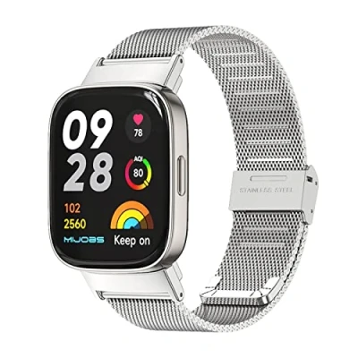 Immagine di GIOPUEY Cinturini Compatibile con Xiaomi Redmi Watch 3, Cinturino in Acciaio Inossidabile Intrecciato [Resistente all&#039;Usura] Silver